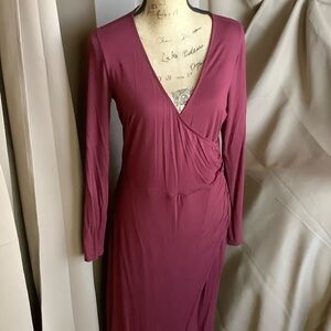 Modcloth Deep Burgundy Wrap Midi Dress
